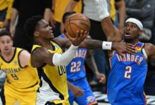 Bennedict Mathurin (con) salió de la banca para ser el líder ofensivo de Pacers sobre Thunder