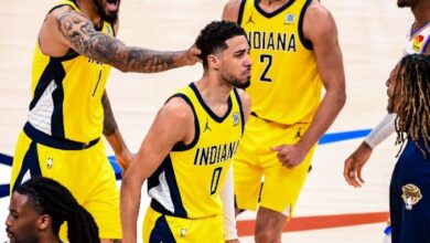 Tyrese Haliburton (centrp) liquidó a Oklahoma City con un disparo milagroso