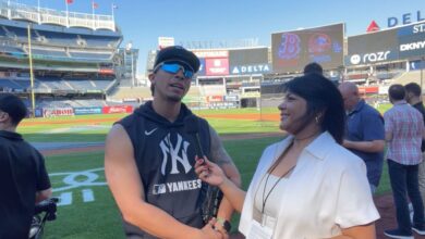 Oswaldo Cabrera conversó con Marxis Lozada en Yankee Stadium