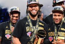 Jalen Brunson (centro) llevó a Knicks a la conquista de la Emirates NBA Cup