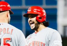Eugenio Suárez disparó su tercer jonrón de la temporada 2026 en el duelo ceelebrado en el Great American Ball Park