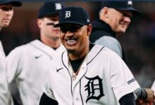 Keider Montero (centro) tuvo una gran salida en el Comerica Park