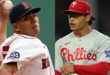 Ranger Suárez (izquierda) y Jesús Luzardo (derecha) se midieron en Fenway Park