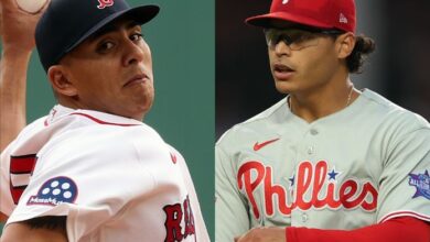 Ranger Suárez (izquierda) y Jesús Luzardo (derecha) se midieron en Fenway Park