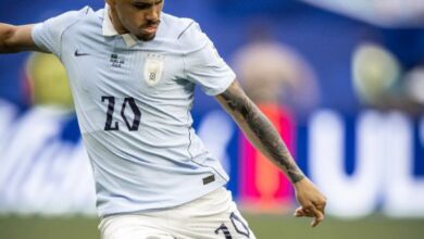 Maximiliano Araújo es un extremo que anotó en Miami para Uruguay