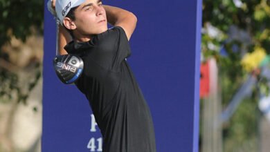 • El golfista chileno Joaquín Niemann realiza un swing durante el Campeonato Sudamericano Juvenil de Golf 2016 en el Lagunita Country Club de Caracas.