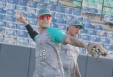 Kevin Vicuña es el nuevo campocorto de Bravos de Margarita y entrenó en el estadio Nueva Esparta